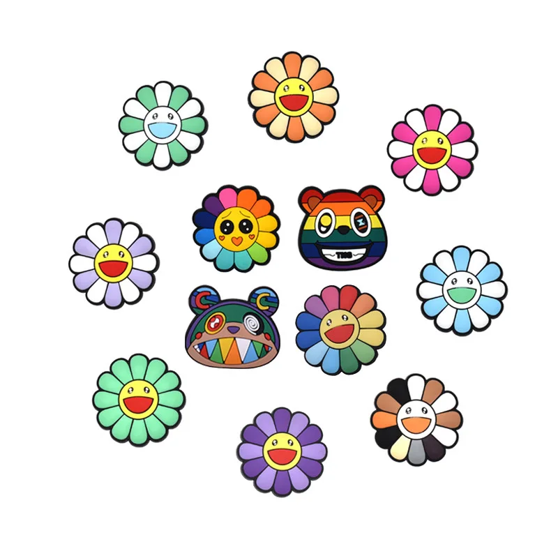 12Pcs/Set Cartoon PVC Fridge Magnets for Children Rainbow Flower Decorative Magnets for The Refrigerator Magnetic Stickers Toys