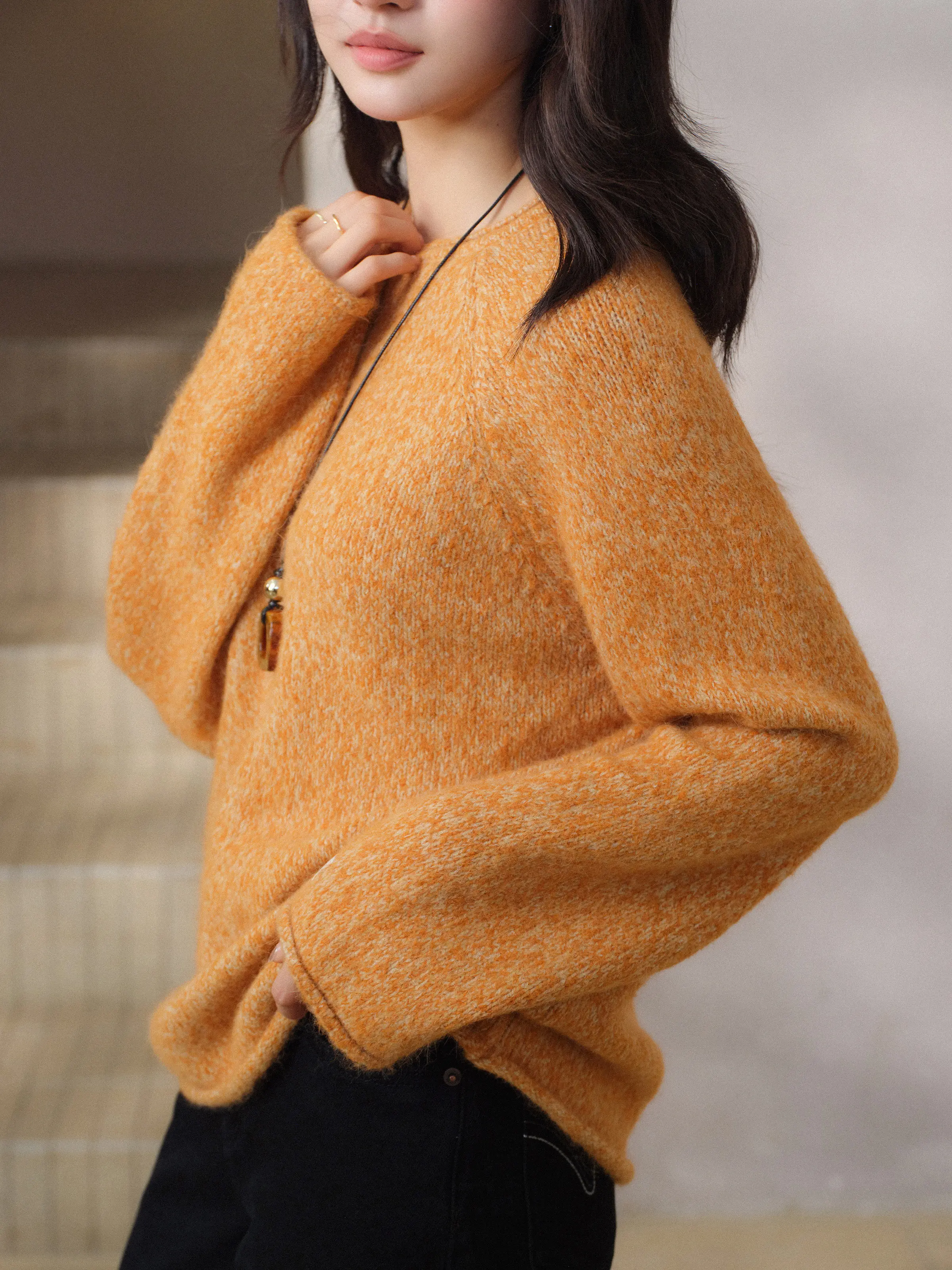 Soft Knit Raglan Sleeve Pullover Sweater Women Relaxed Rolled Edge Crew Neck Lazy Style Spring Top Lady Daily Layering Essential