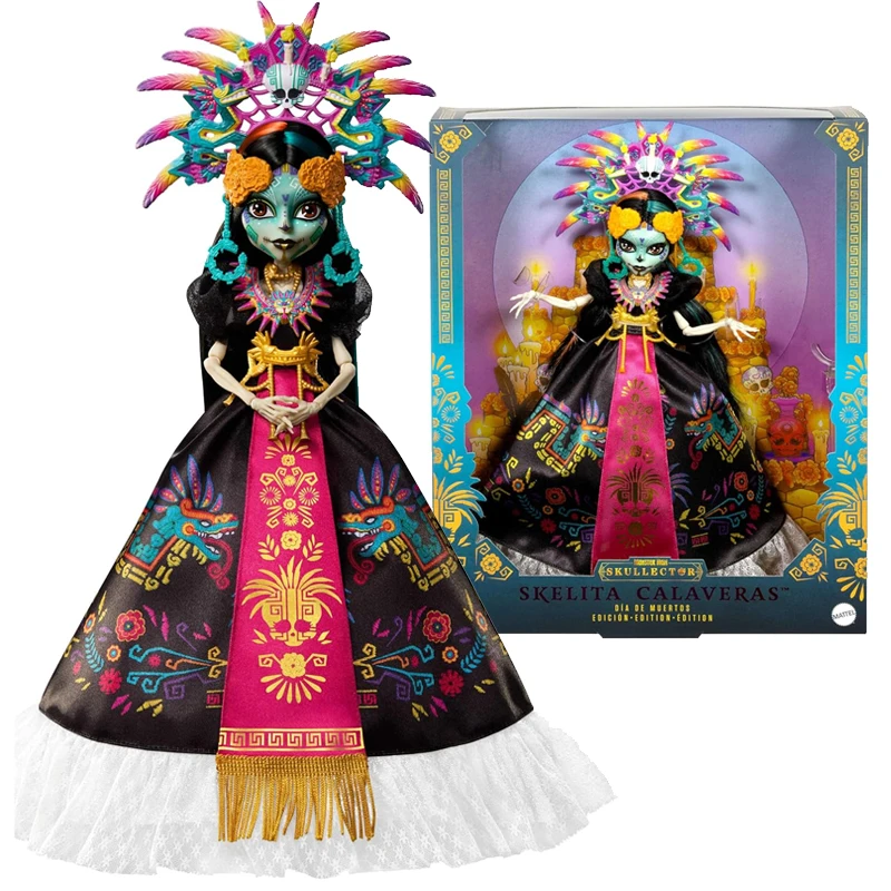 Original Mattel Monster High muñeca Skelita Calaveras Día De Muertos vestido 1/6 niñas juguetes coleccionables accesorios vibrantes tocado