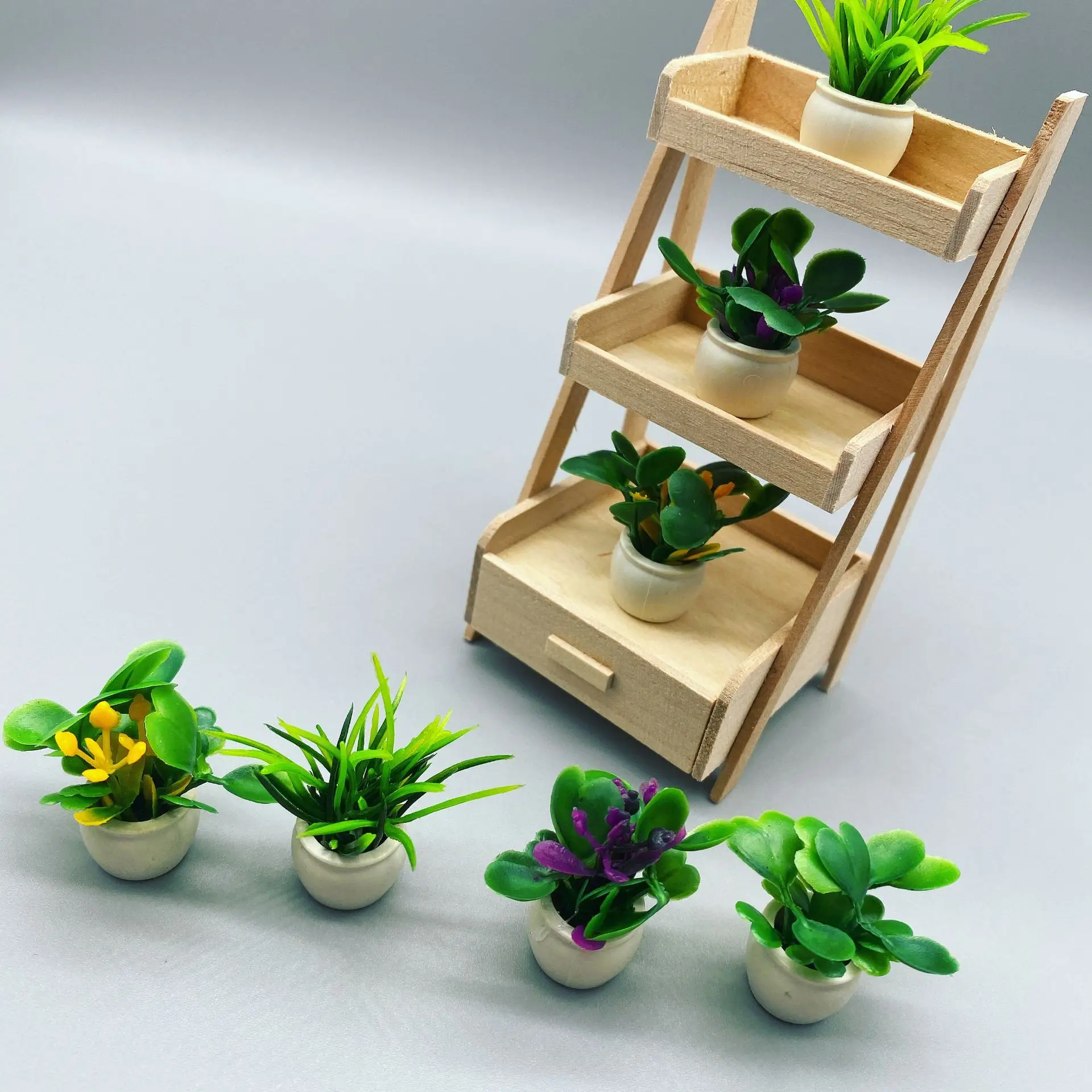 Furniture Potted Miniature Artificial Tiny Bonsai Model Mini Flowerpot Fake Succulent Plant Greenery Ornament Fairy Garden Gnome