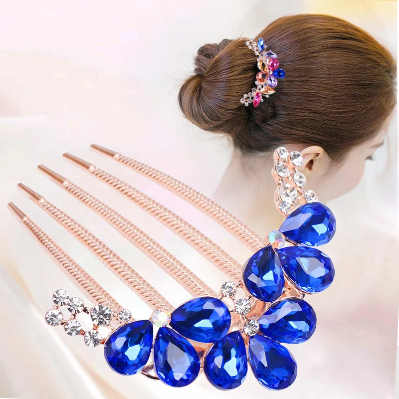 NEW Crystal Flower Leaf Bridal Hair Comb for Girls Crystal Hair Ornaments Jewelry Wedding Hair Accessories Valentine's Day Gift