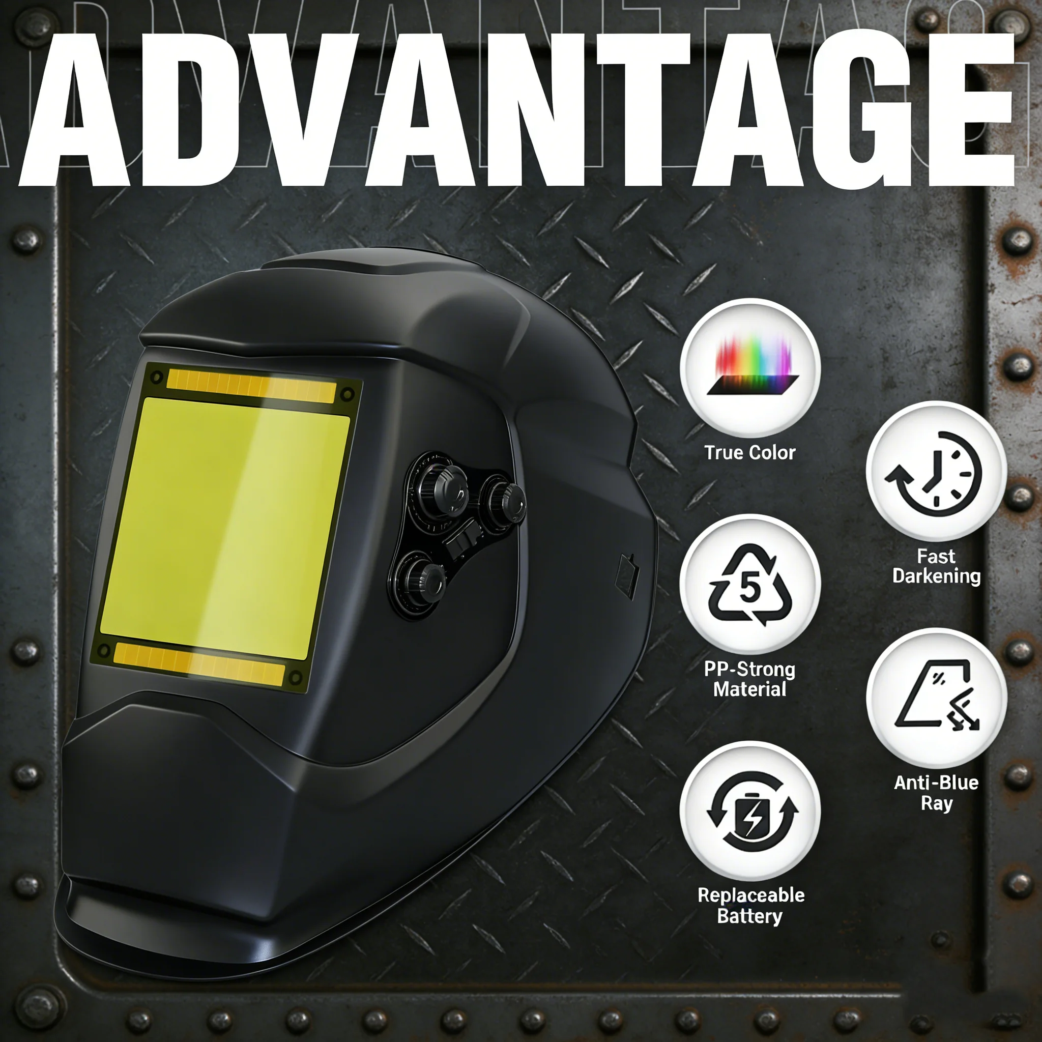 Large View Auto Darkening Welding Helmet Wide Shade 4-9/9-13 for TIG MIG ARC Cut and Grind