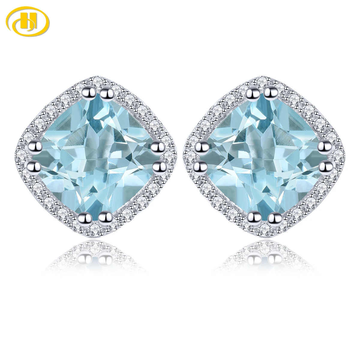 

Натуральный небесно-голубой топаз, однотонные серьги-гвоздики из стерлингового серебра 2,3 карата, натуральный драгоценный камень, классический простой дизайн, женские повседневные подарки