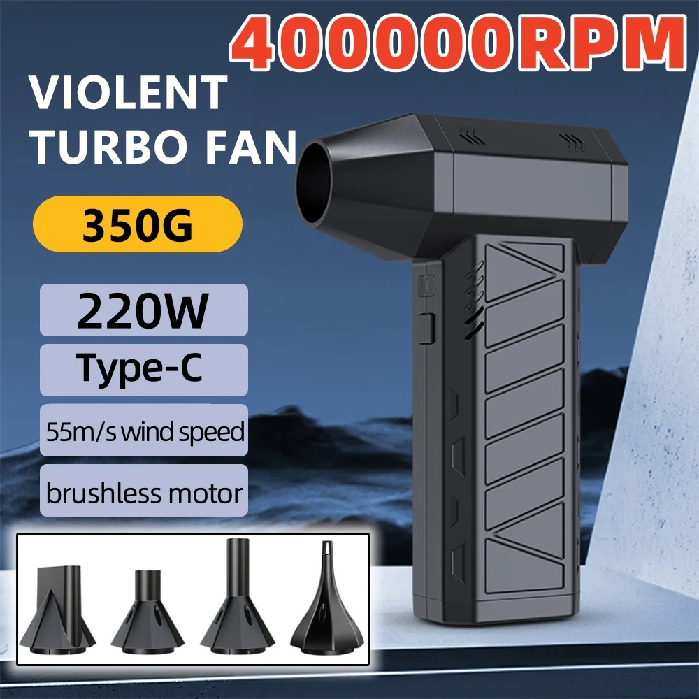 

380000RPM Turbo Fan Powerful Air Blower Portable Fan 55M/S Wireless Dust Cleaner Type-C Charging Brushless Jet Turbo Blower Tool