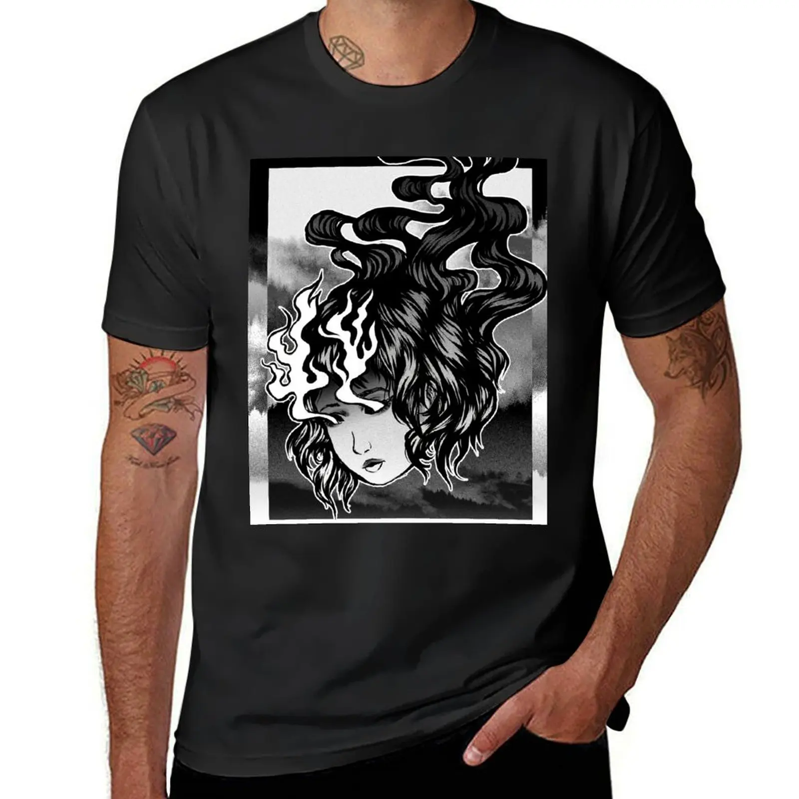 Flame Eyes T-Shirt plain oversized black t shirts for men