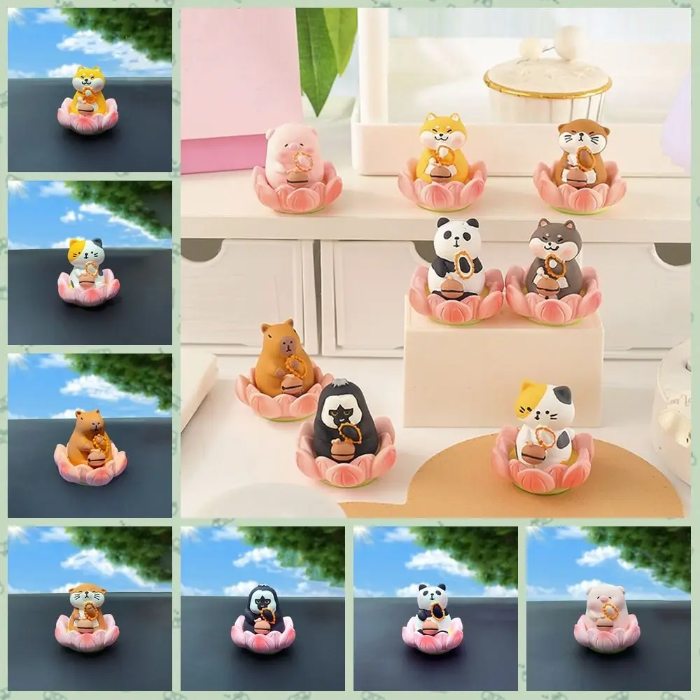 

Популярная смола, украшение в виде лотоса, удачи, мультяшный милый лотос, свинья, автомобильные украшения, милый стиль Будды, модель капибары, фигурка для офиса