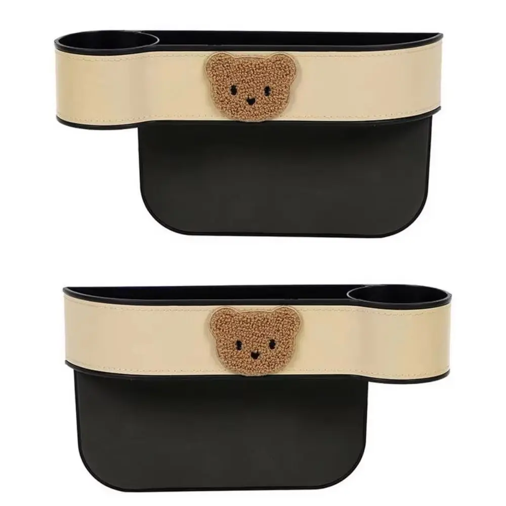 Save Space Car Seat Slot Storage Box Cute Bear Easy To Install Car Crevice Clip Anti-slip Durable Car Seat Gap Filler image 3