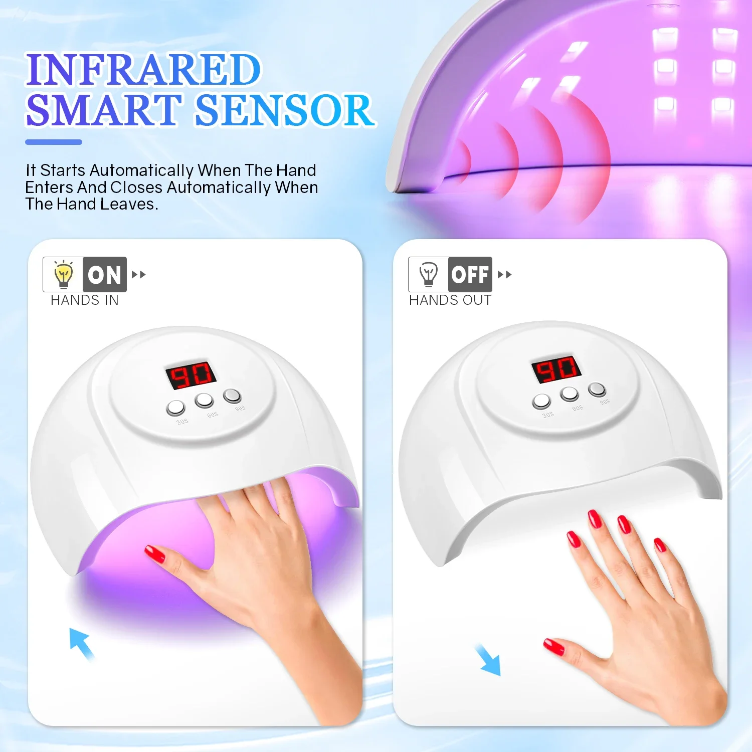 72W Uv Led Nagellamp 24 Leds Nageldroger Met Infraroodsensor Sneldrogende Manicure Lamp Uv Cabine Voor Nail Salon Nail Art Tools