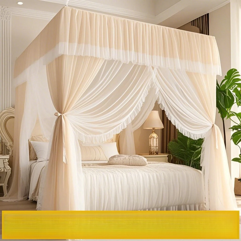 Double-layer yarn mosquito net, palace floor-to-ceiling household 1.8 meters large bed, princess wind three-door encryption patt