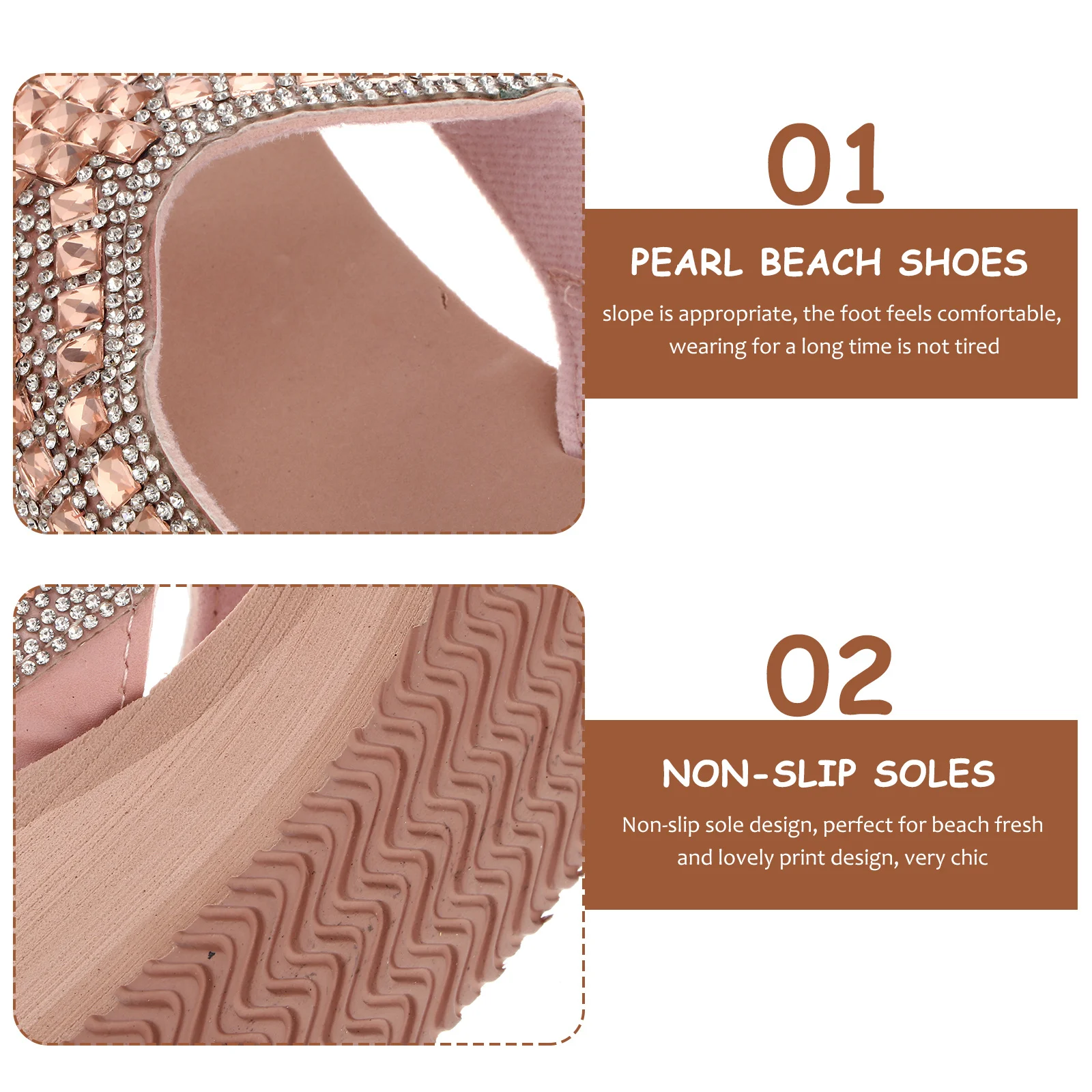 Sandalias Bling Zapatillas Perla Zapatos de Mujer Playa Verano para Parte Superior Blanca Material: Pu Artificial Miss