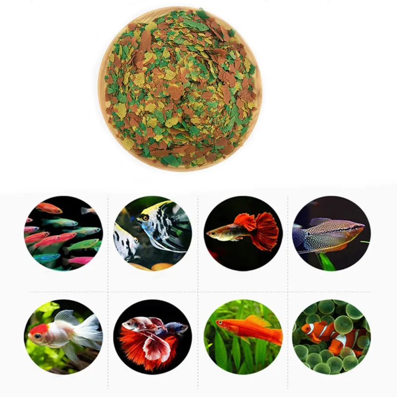 1Bottle Fish Flakes For Tropical Fish Marine Ornamental Aquarium Fish Tank Feeding Foods Delicious Fish Food