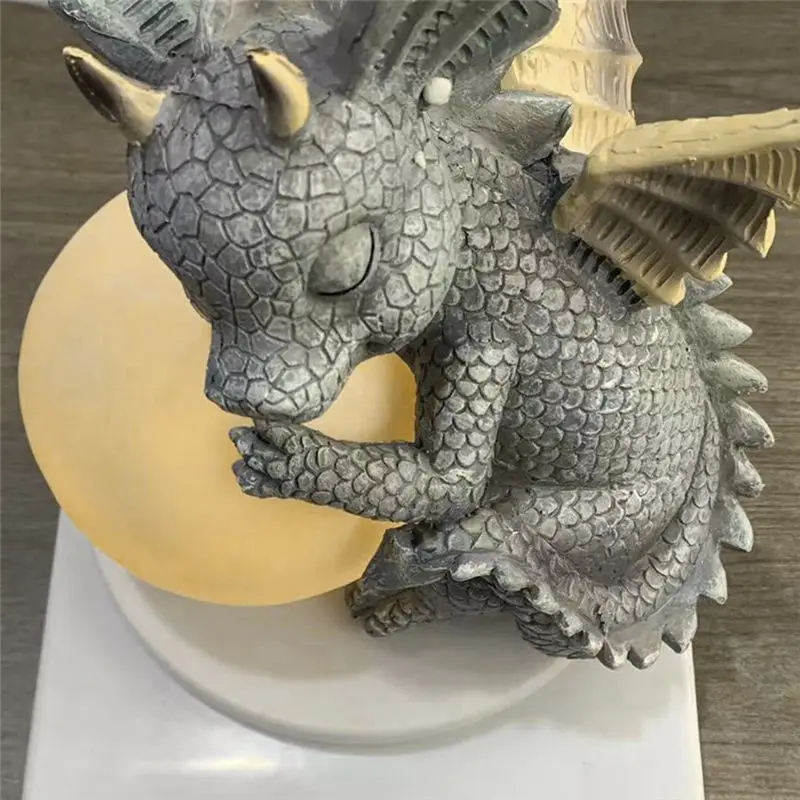 DT19-Adorable Baby Dragon Statue - Large Resin Dinosaur Figurine, Decorative Garden Sculpture