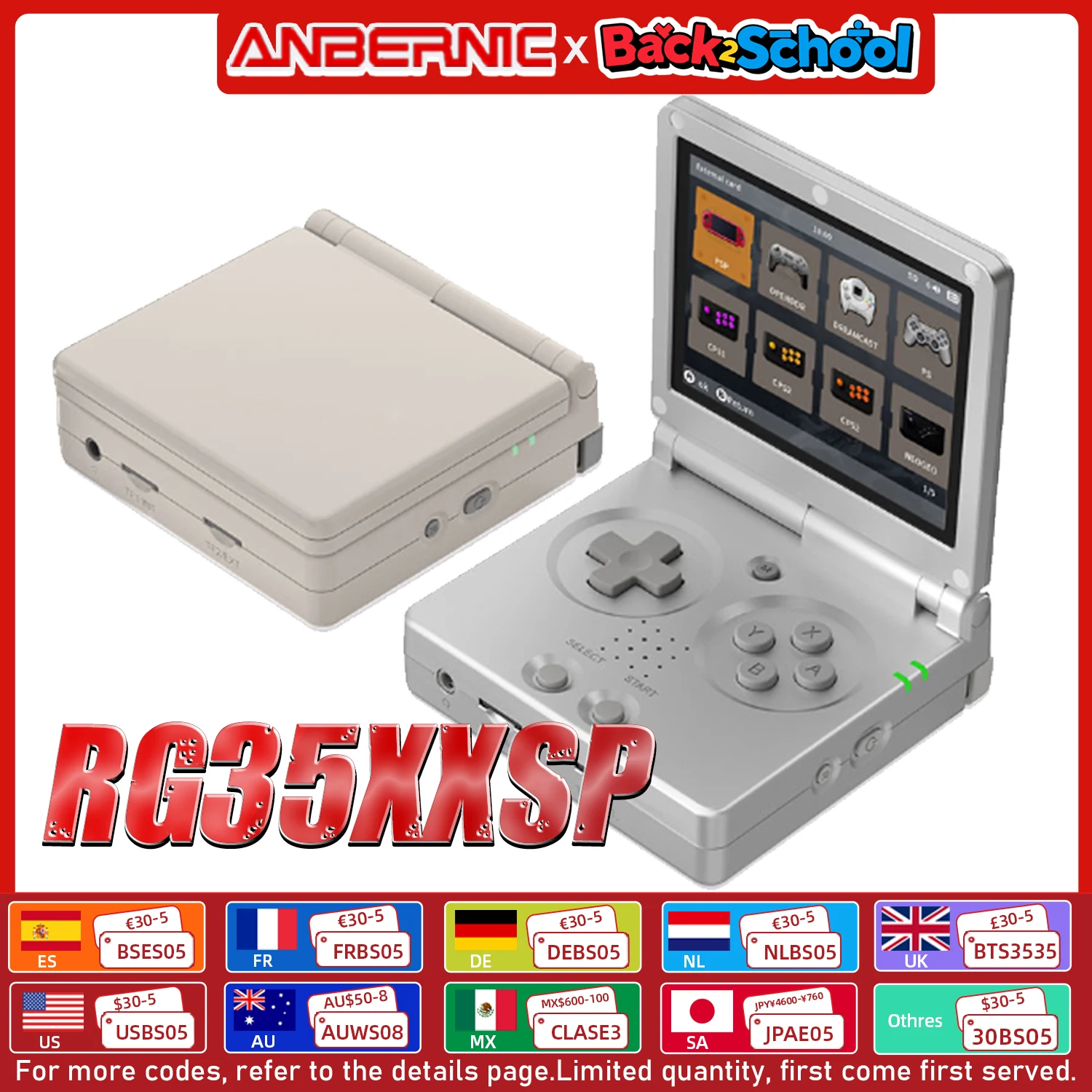 ANBERNIC RG35XXSP Schermo IPS da 3,5 '' Flip Console portatile Sistema Linux Uscita TV compatibile HDMI 64G 5500 giochi Preinstallati
