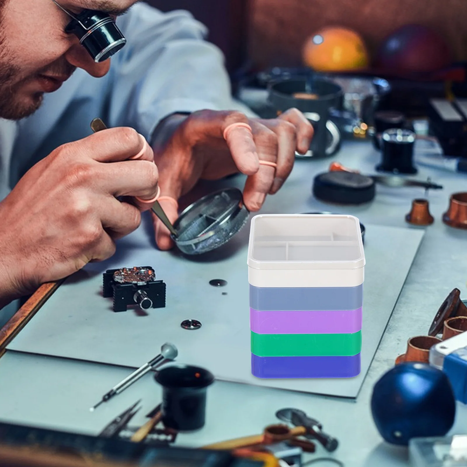 

1Set Watch Parts Storage Box 5-Layer Colored Organizer Plastic Tray Small Containers for Watch Accessories Repair Tools Holders