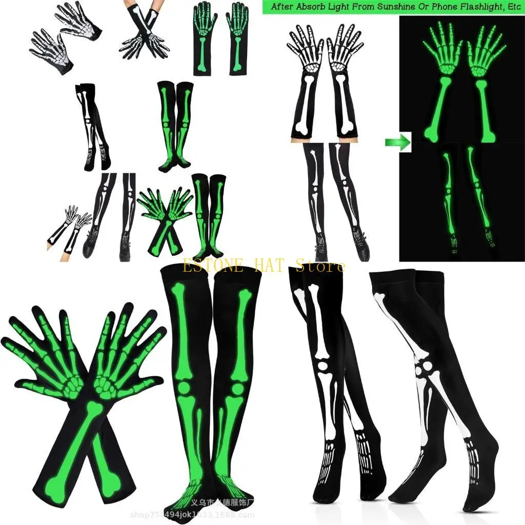 49MF Skull Head Gloves Stocking Household Kid Girl Boys Costume Cosplay Household
