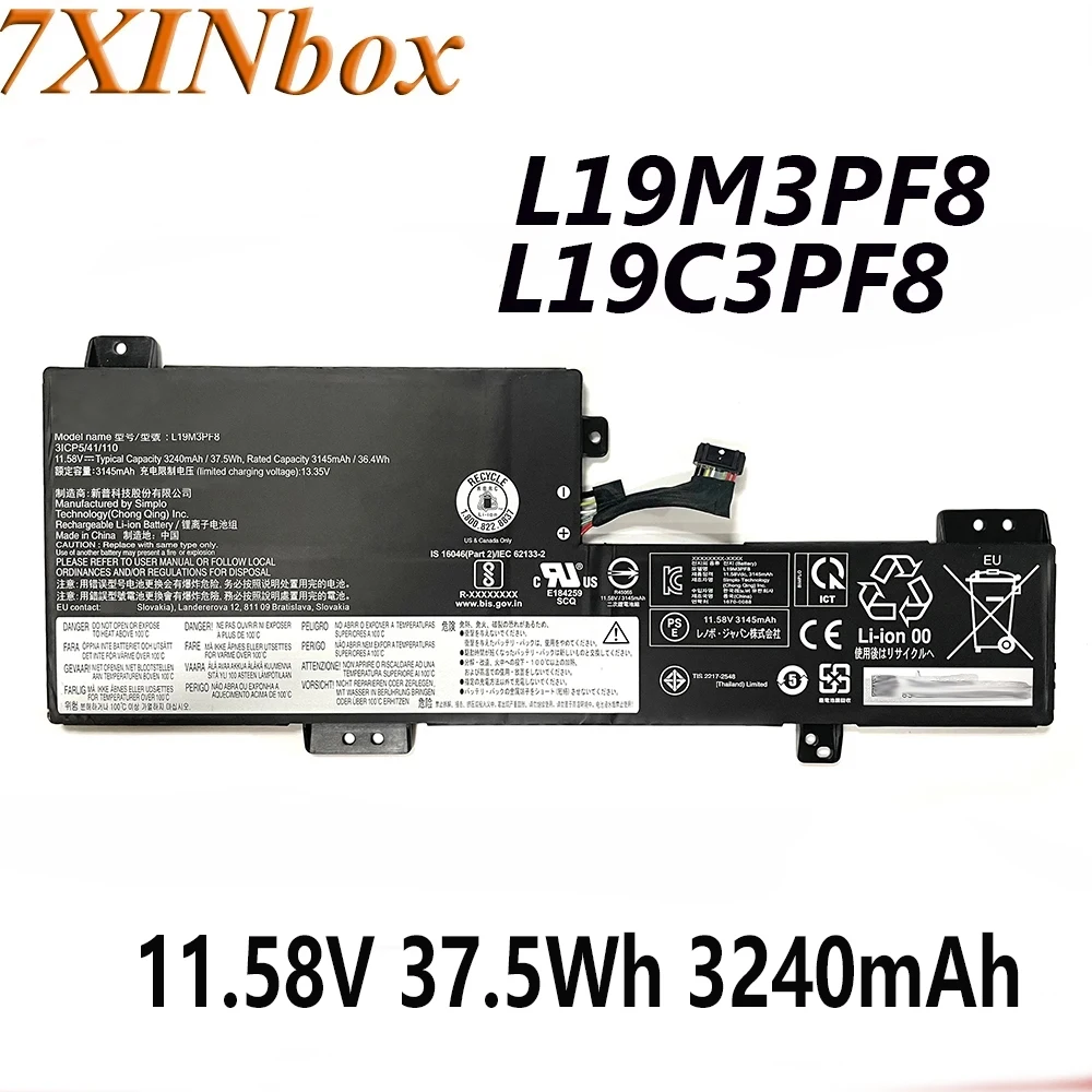 

7XINbox L19M3PF8 L19C3PF8 11.58V 37.5Wh/3240mAh Laptop Battery For Lenovo Flex 3-11IGL05 C350-11 IdeaPad Flex 3-11IGL05 Series ﻿