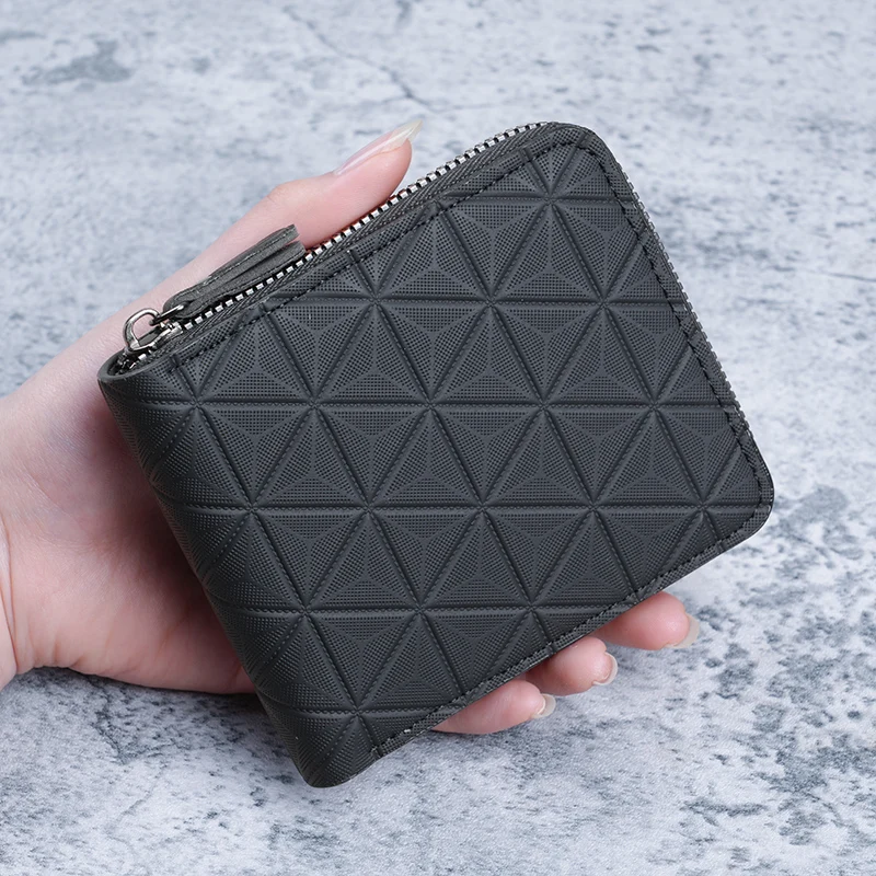 2026 New Men's Short Wallet with Zipper Large Capacity Multi-Card Slot Small Clutch Business Retro Coin Purse