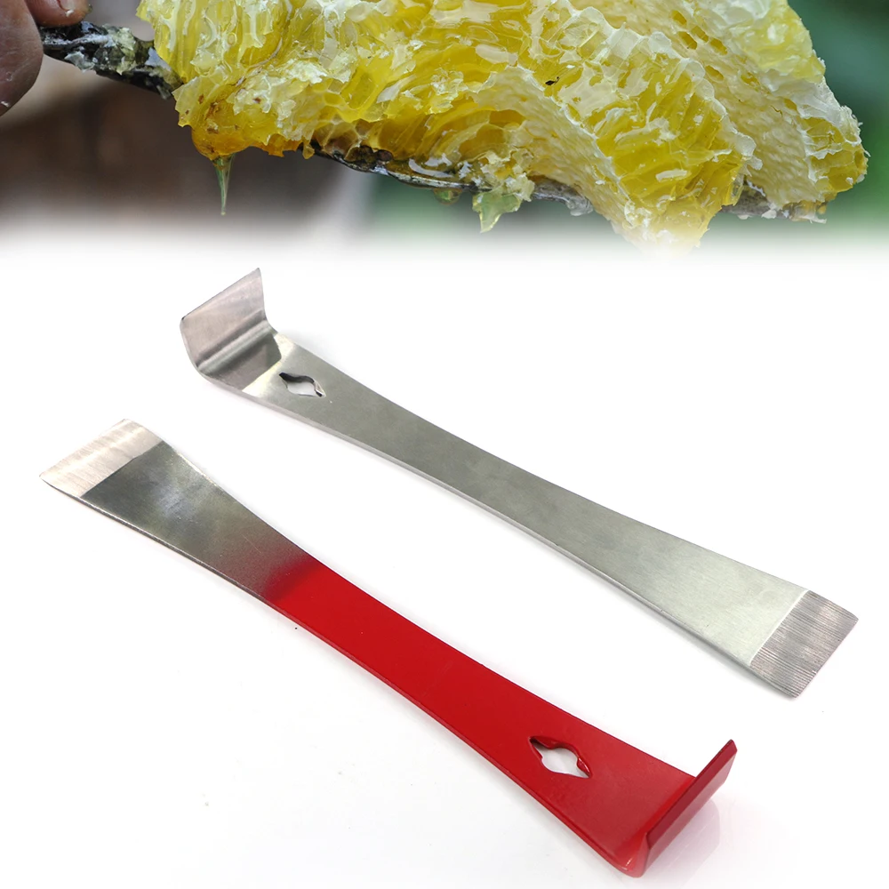 Beekeeping Bee Hive Scraper Knife Multifunction Red Stainless Steel Curved Tail Scraper for Frame Cleaning Shovel Beekeeper Tool