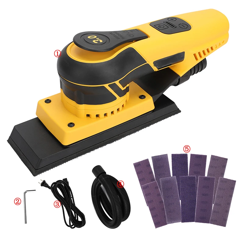 220V Sheet Eccentric Sander Electric Orbital Sanding Machine with Pluggable Wire Central Vacuum Woodworking Mini Sander Festools