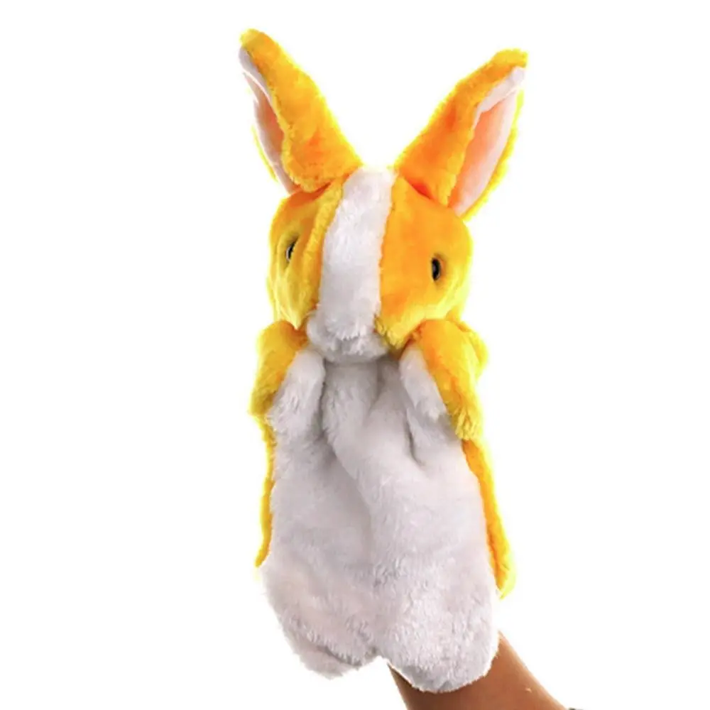 Fashion Hand Puppet Animal Rabbit Cartoon Role-Play Toy Soft Plush Storytelling Teaching Plushed Doll Role Play