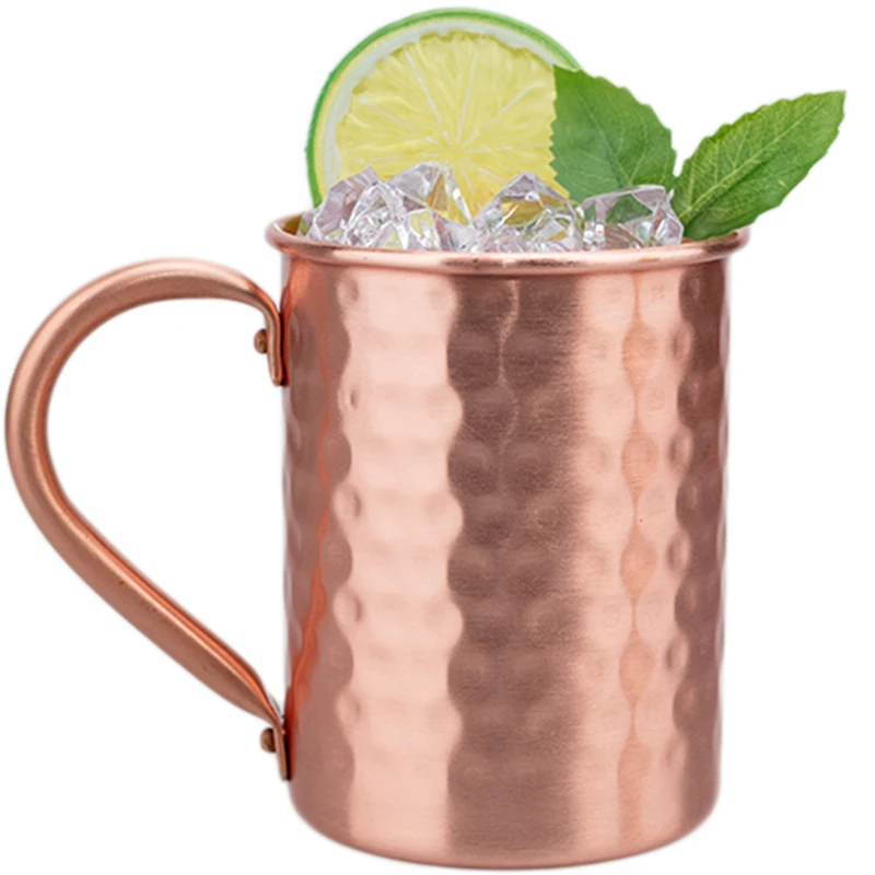 New 100% Copper Cups Pure Solid  Moscow Mule PURE Copper Mugs-Shaped 400ml Cocktail Cups Beer Milk Mug Drinkware