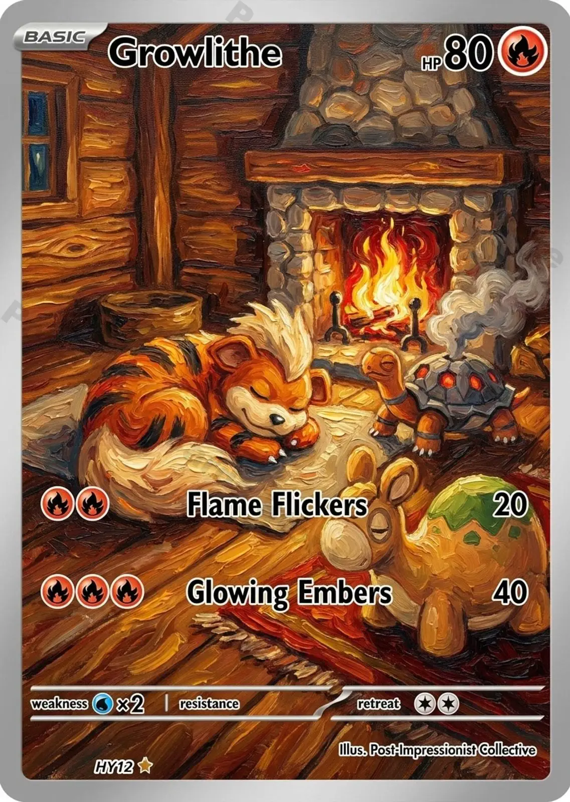 PTCG Cards PTCG Oil Painting Style Custom Growlithe Fennekin Torchic Charmander Scorbunny Collection Cards Set PTCG Gift