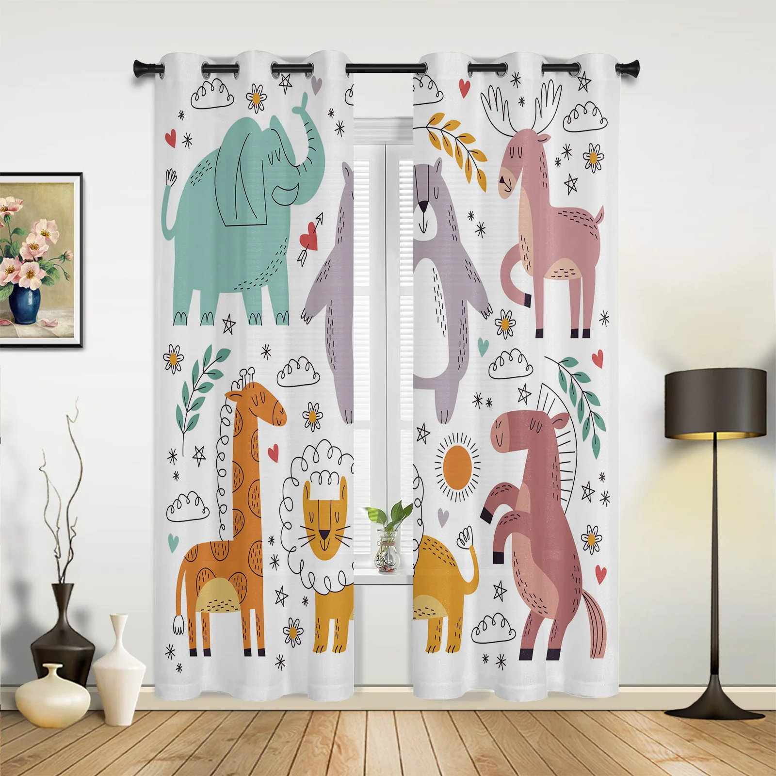 

Elephant Animal Cartoon Window Curtains Printing Curtains for Living Room Modern Design Bedroom Decor Drapes