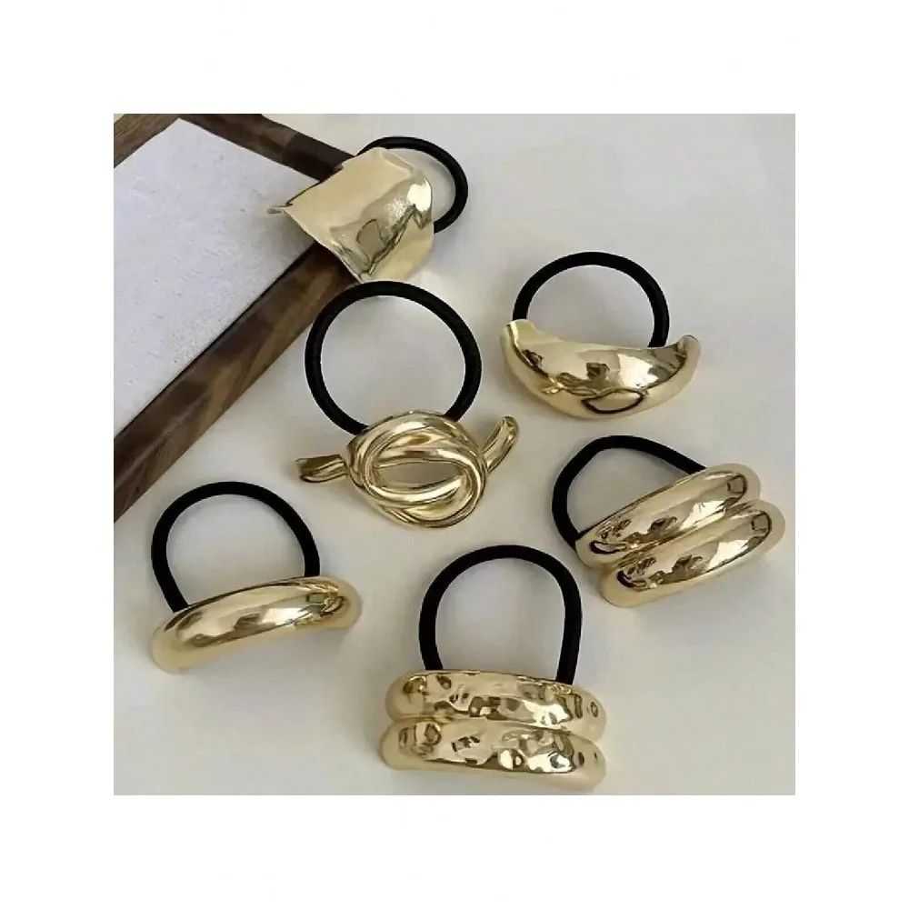 

Multiple Pcs Minimalist Metal Hair Scrunchies, Chic Style ,Ponytail Holders ,Elastics Hair Ties ,Hair Rubber Bands ,Hair Rope Beauty Home Hair Accessories