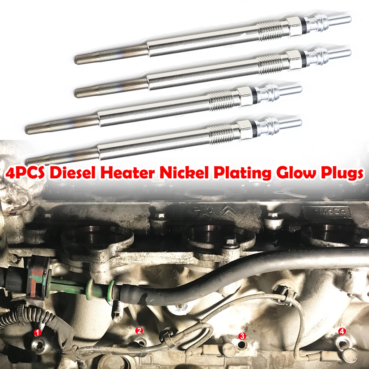 

4PCS 5V Diesel Air Heater Glow Plug Nickel Plating Parking Car Replacement parts For Citroen Jumpy 2007 -2016 Dispatch Jumper