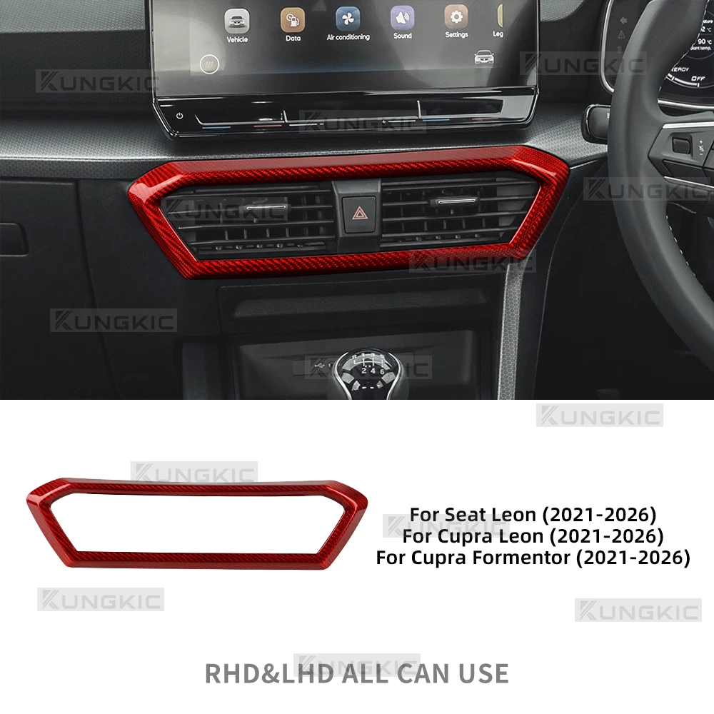Auto middenconsole luchtuitlaat trim voor Cupra Formentor/Cupra Leon/Seat Leon 2021 2022 2023 2024 2025 2026 Echt droog carbon fiber