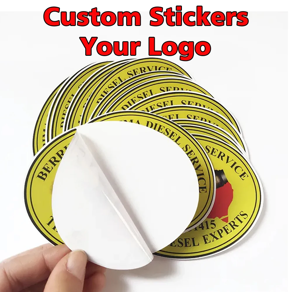 

Custom Logo Stickers Die Cut Customize Waterproof Vinyl Stickers Adhesive Labels with Name for Packaging Car Laptop Bottle Cups