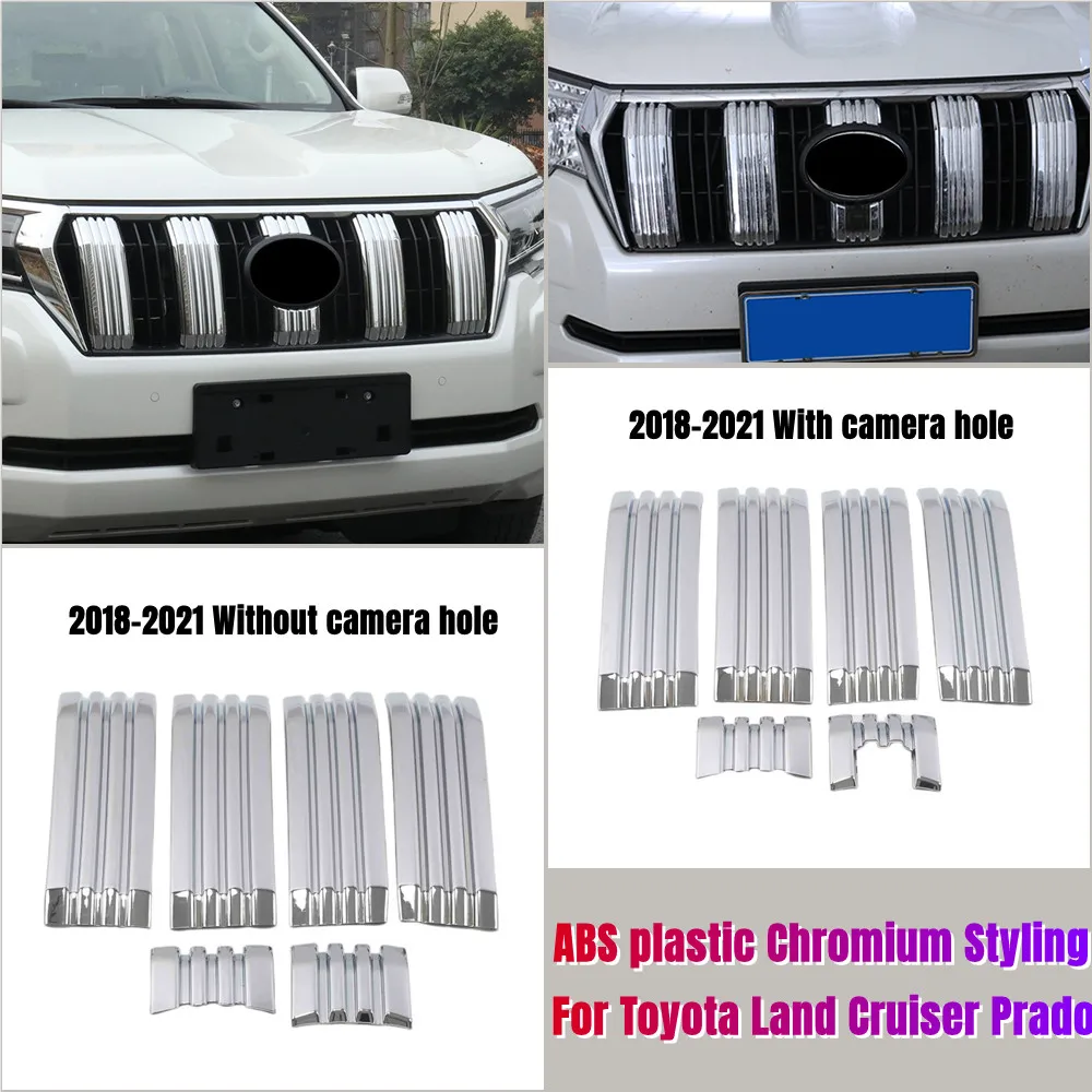 

For Toyota Land Cruiser Prado 150 ABS Chrome Front Grille Trim Cover Car Styling Accessories 2014 2015 2016 2017 2018 2019 2020