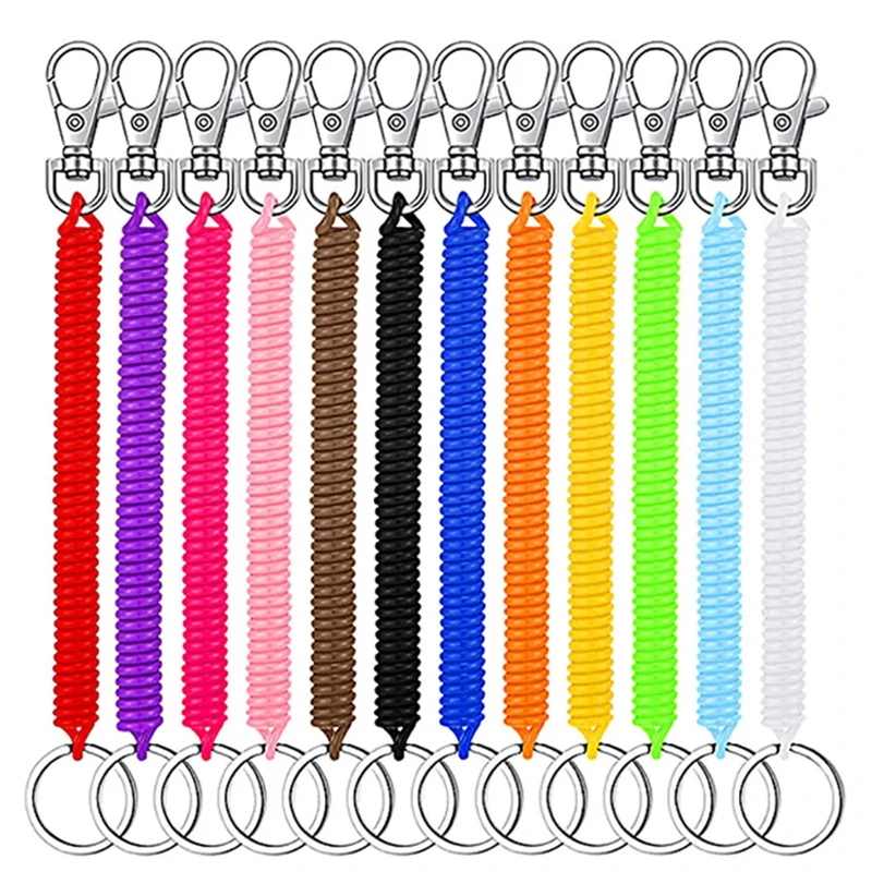 Metal Mobile Phone Lanyard With Gasket Carabiner Unisex Stretch Wristband Spiral Stretch Keychain Clasp Wrist Coil Spring Rope