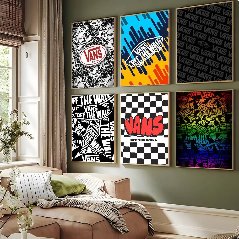 Hot Fashion Trend V-VANS Anime Posters Sticky Decoracion Painting Wall Art White Kraft Paper Wall Decor