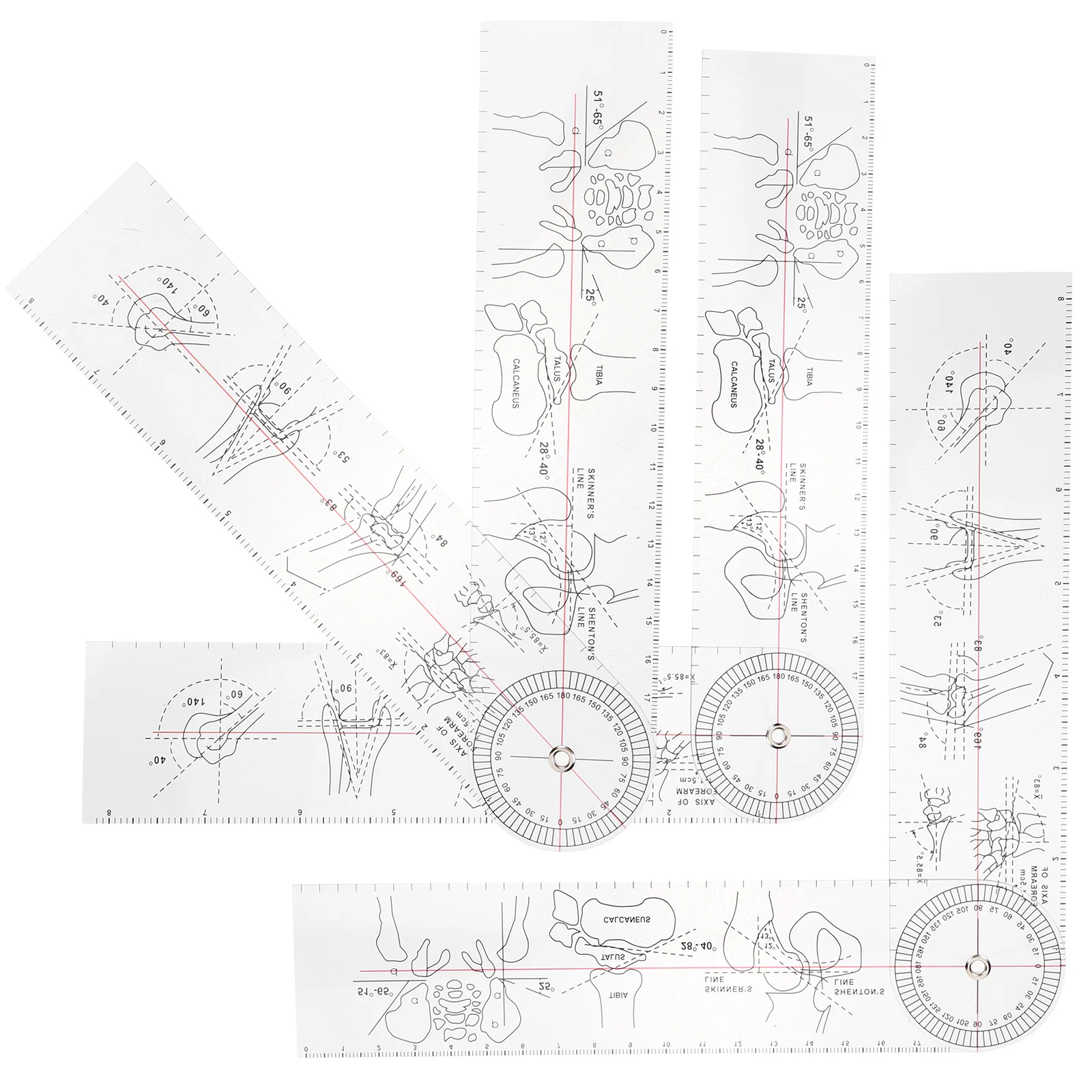 3 Pcs Protractor Angle Ruler Spinal Goniometer Sports Measuring Rotary Transparent Professional