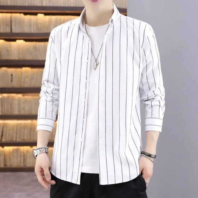 

Men's 3 Piece HK Ins Style Streetwear Set Striped Shirt Casual Outfit with Slim Fit Pants Oversized Hoodie Plus Size Available