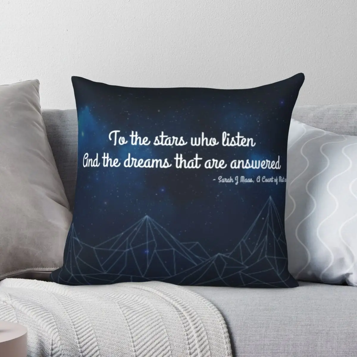 

To The Stars Who Listen Bookish Square Pillowcase Polyester Linen Velvet Printed Zip Decor Pillow Case Sofa Seater Cushion Cover