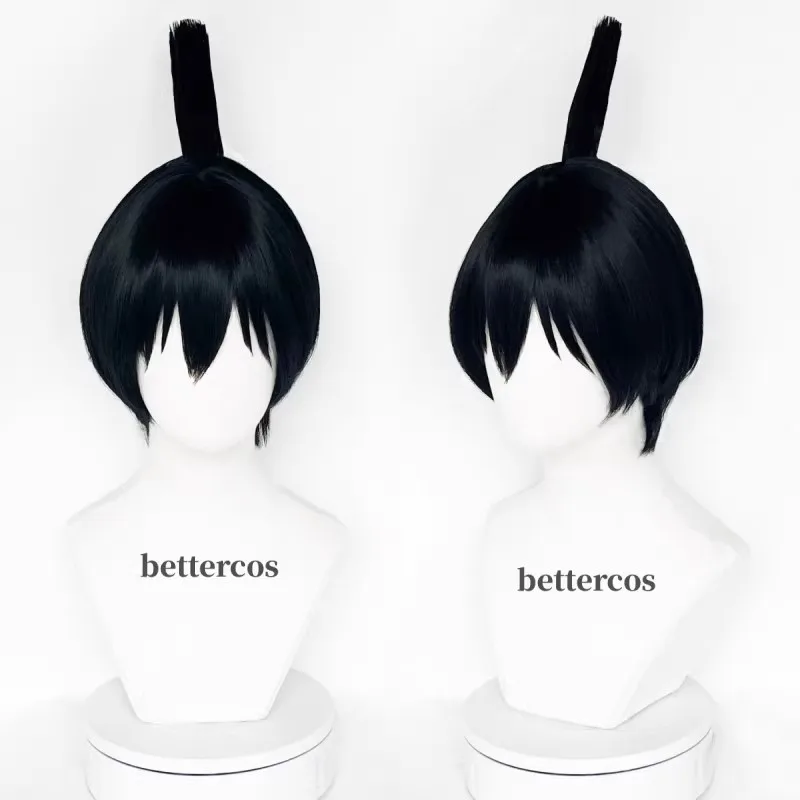 

Hayakawa Aki Cosplay Wig Anime 30cm Black Hayakawa Aki Wigs Earrings Heat Resistant Party Wigs + Free Wig Cap