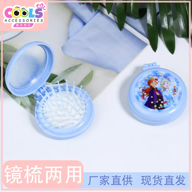 New Cartoon Frozen Series Elsa Makeup Mirror Children's Head Dressing Mirror Dual-use Mini Mirror Portable Girl Gift Toys