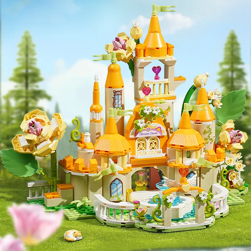 Keeppley garden castle building block house fai da te assemblato ornamenti fatti a mano giocattoli educativi per bambini regalo di compleanno