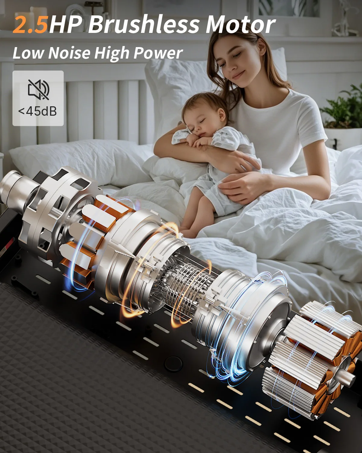 جهاز مشي تحت المكتب، جهاز مشي منحدر بسعة 330 رطل، جهاز مشي محمول بقوة 2.5 حصان للمنزل #2