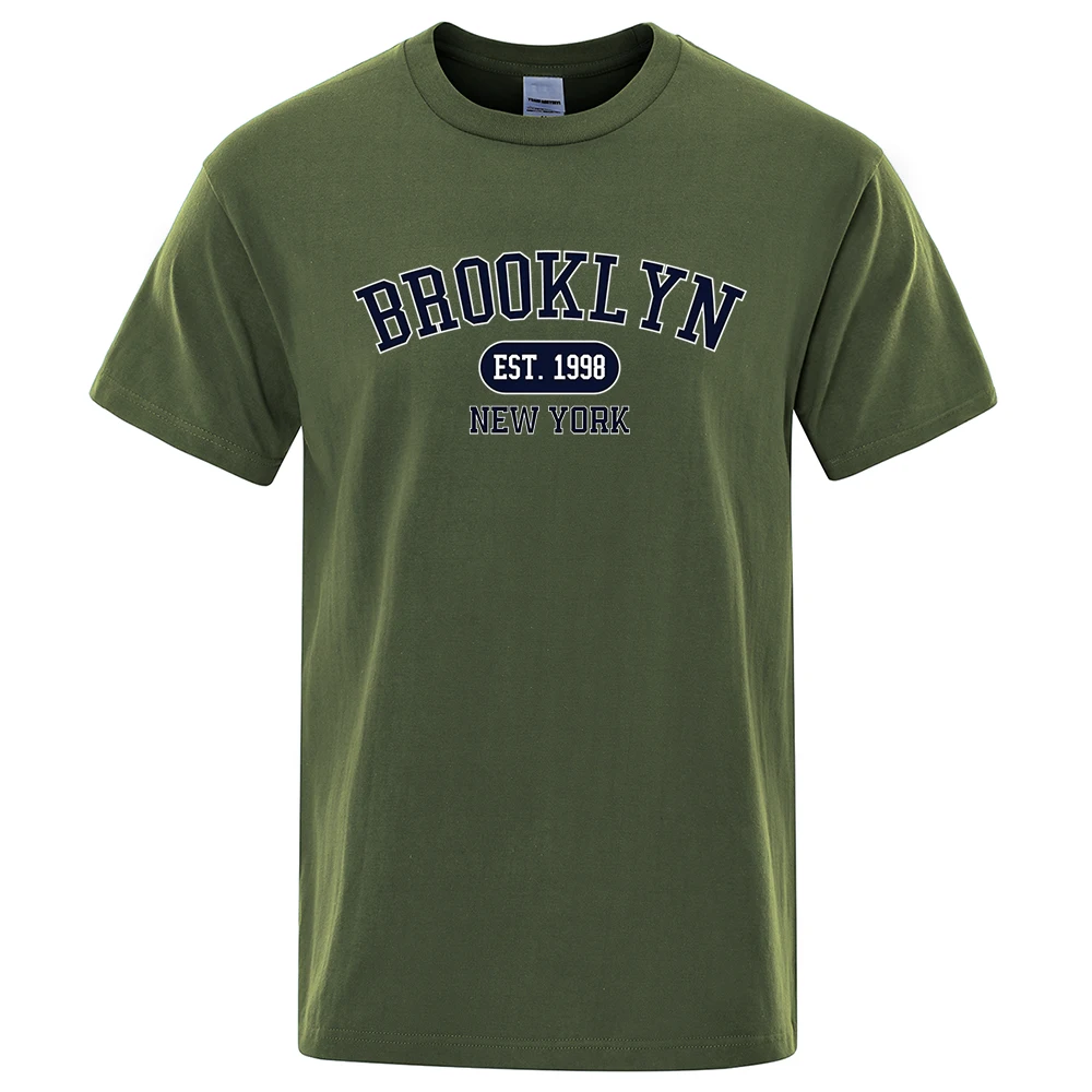 Brooklyn Est.1998 New York Brief T Shirts Mann Lässig Crewneck Streetwear Atmungs Mode Sommer Tops Baumwolle Lose T-Shirts