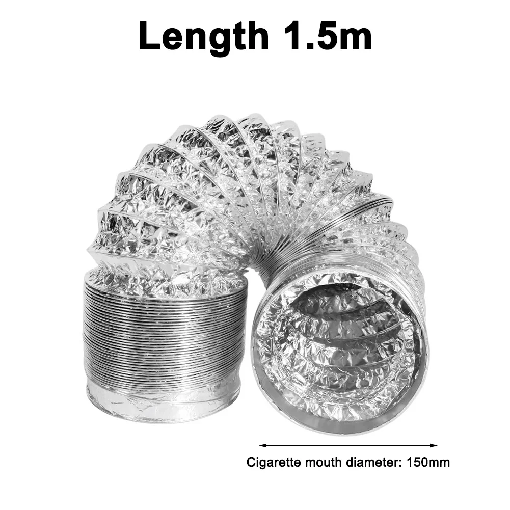 1 5 متر خرطوم عادم من رقائق الألومنيوم مرن تلسكوبي قابل للتمديد تنفيس الأنابيب مقاومة درجات الحرارة العالية لمكيف الهواء المجفف #3