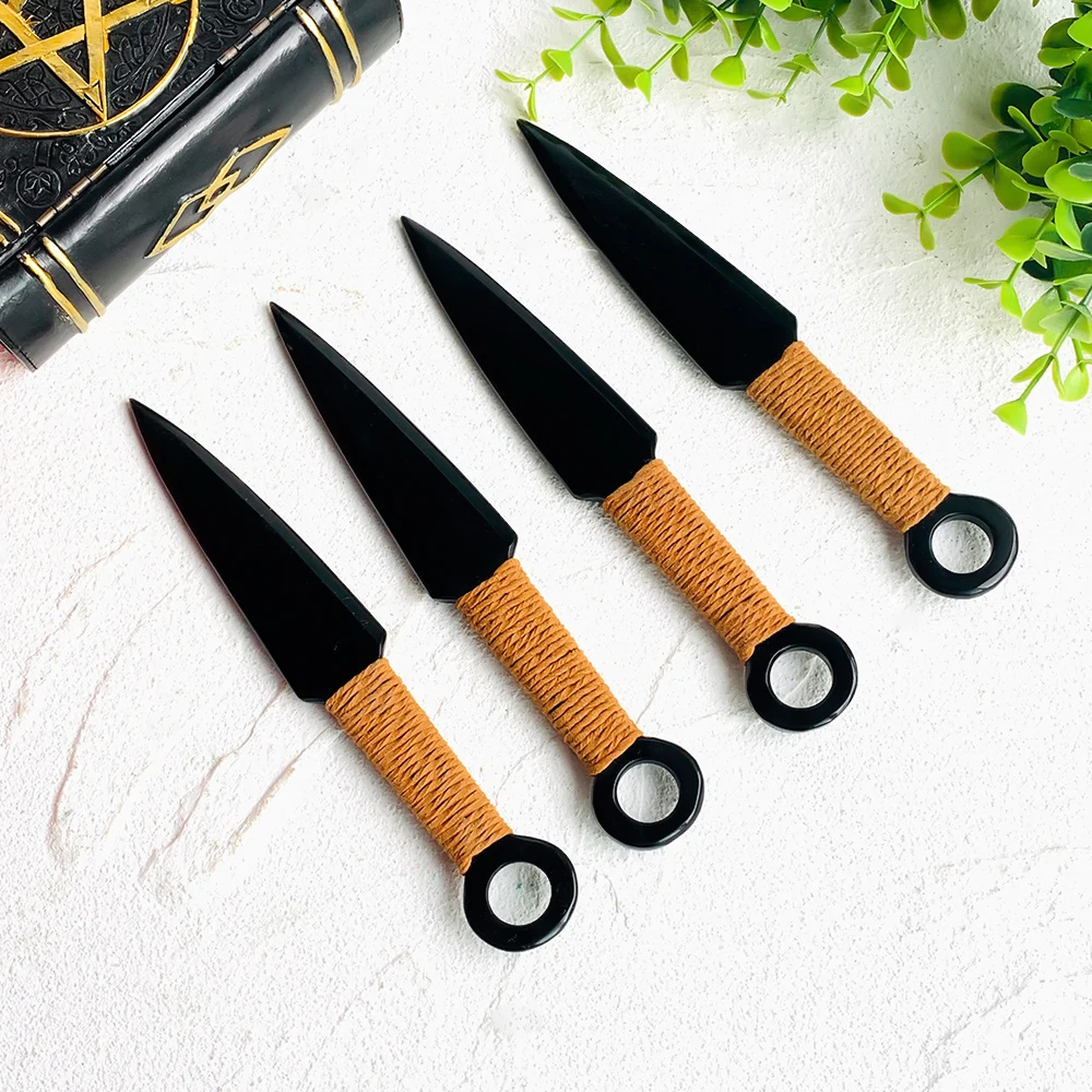 1pc Five Style Black Obsidian Handcrafted Knife Statue, Raw Stone Model Knife Polished Crystal Figurine for Living Room