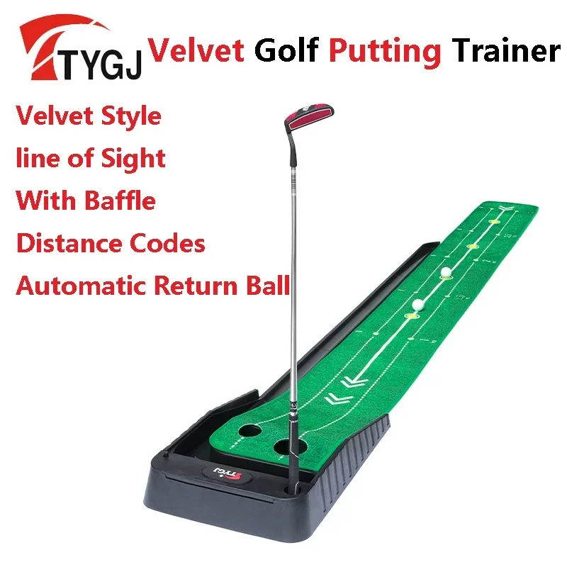 

TTYGJ 3M/3.5M Mini Golf Putter Trainer Velvet Line of Sight Putting Trainer with Baffle Auto Return Ball Indoor Practice Mat