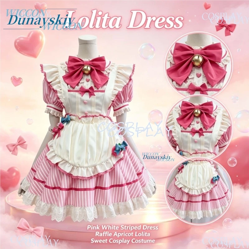 New Japanese‑Style Sweet Pink Maid Lolita Short‑Sleeve Set Cute Daily Light Lolita Princess Dress for Women Party Wear