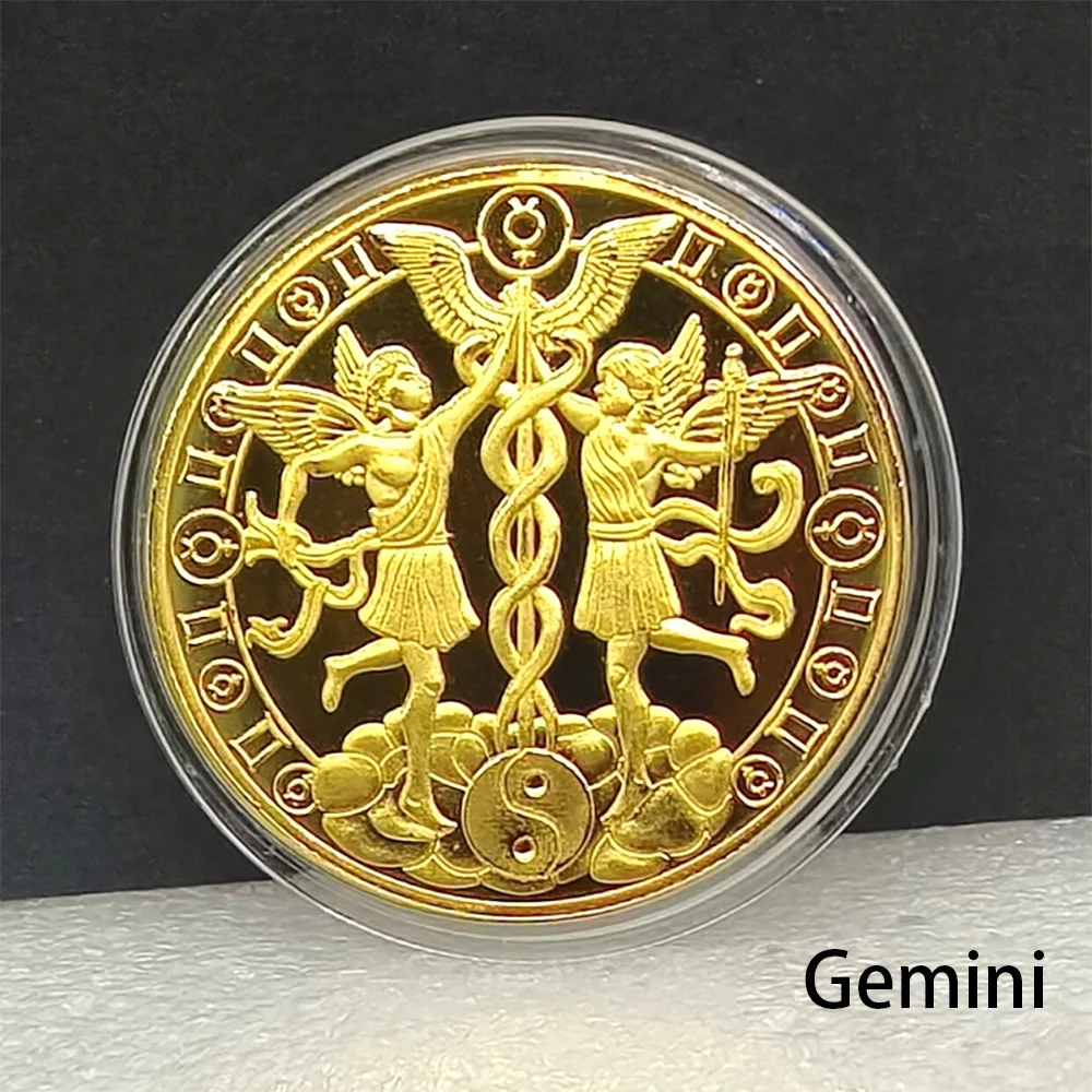 2pcs 12 Constellation Commemorative Coins Set 40mm Metal Zodiac Gift for Business Gift Prize  Awards Souvenir Collection sticker