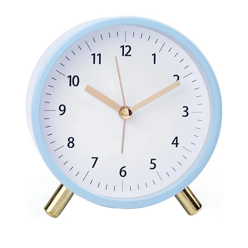 Alarm Clock Desktop Alarm For Bedroom Battery Operated Round Clock With Backlight Blue