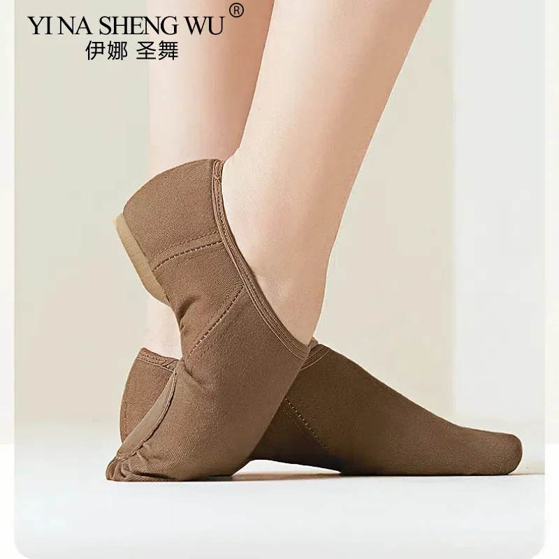 

Танцевальная обувь, женская балетная обувь для танцев, обувь для тренировок в помещении из эластичной ткани с мягкой подошвой, обувь для тренировок по классическому танцу и йоге для взрослых