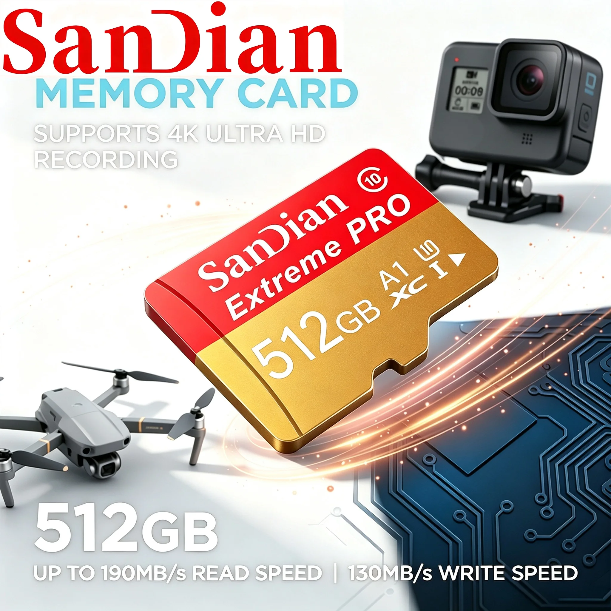 Micro TF SD Card 512GB Memory Card 256GB SD Cards 128GB TF Cards 4K for Phone/Desktop/Gaming Console/VR Headset/Recorder/Toy